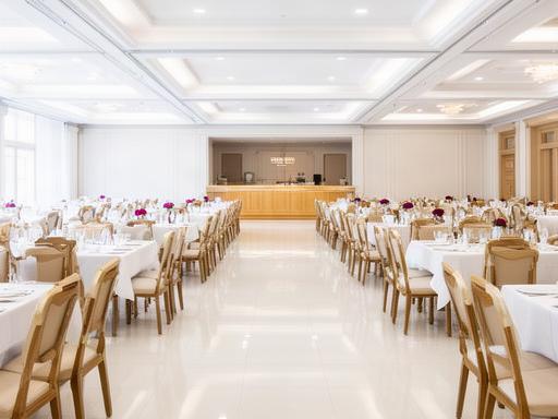 Sal&oacute;n de eventos impecable despu&eacute;s de una limpieza express con mesas ordenadas y piso brillante